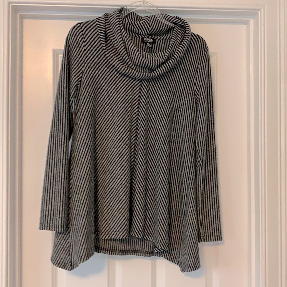 Long sleeve cowl neck striped top